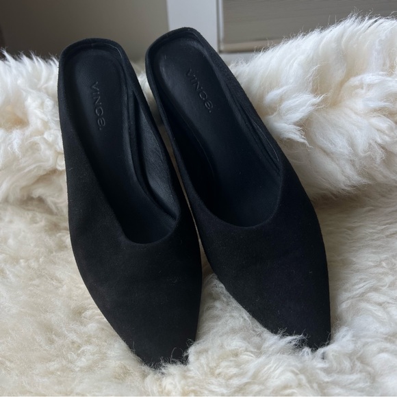 Vince Ralston Suede Pointy Toe Mule Black Size 6 - Picture 8 of 11